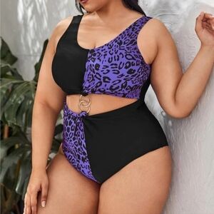Black and Purple Swimsuit NWOT Size 12